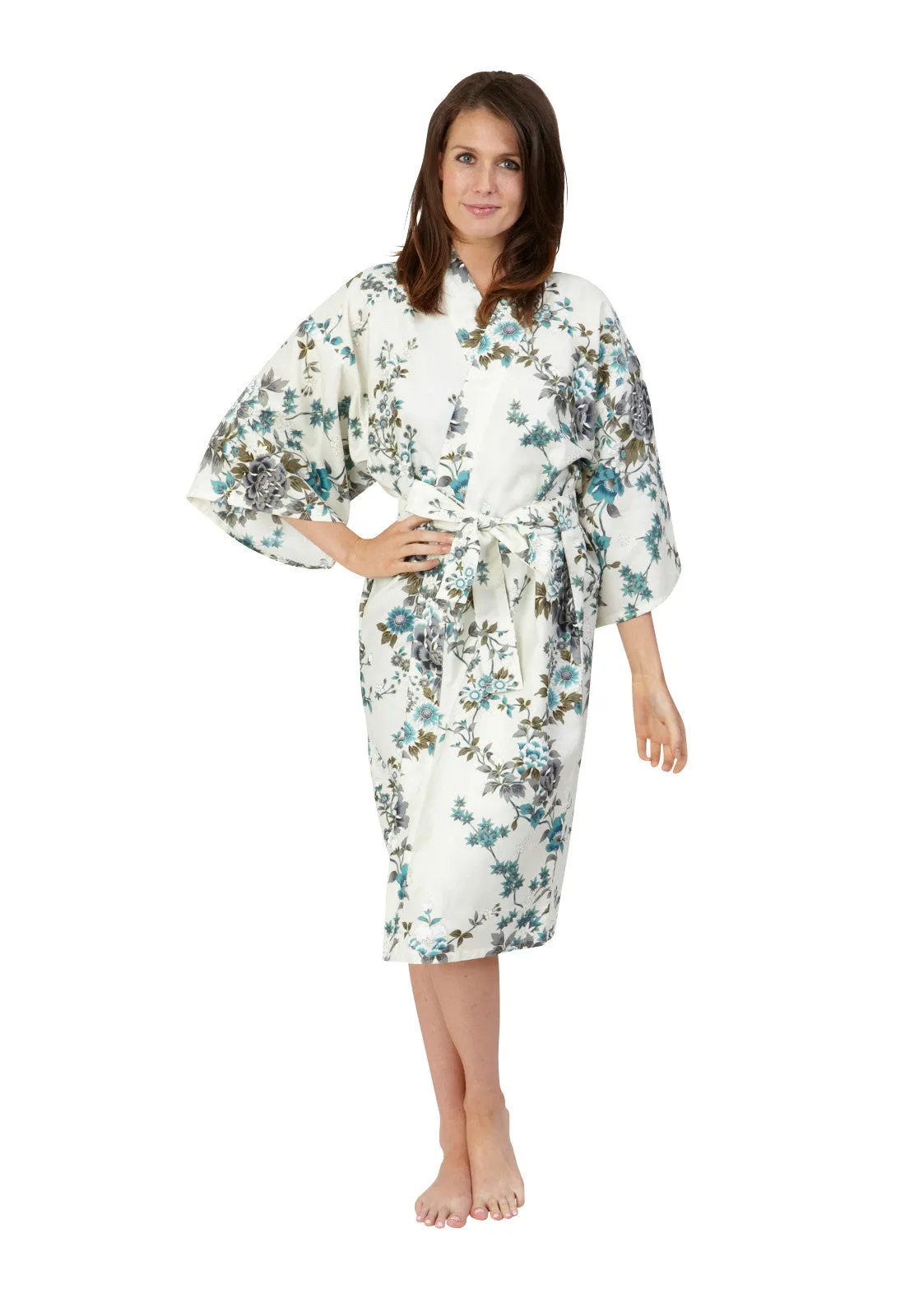 Peony & Blossom Short Cotton Happi Coat Kimono