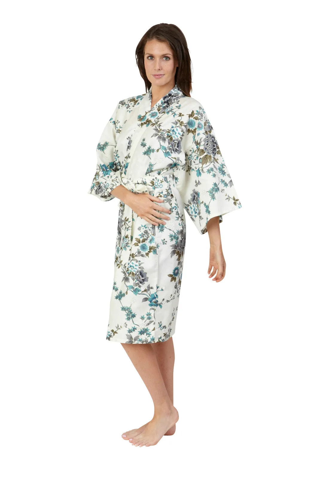 Peony & Blossom Short Cotton Happi Coat Kimono