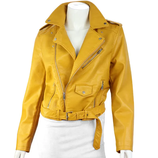 QIUXUAN Women PU Leather Jacket Short Streetwear Coat 2017 Fashion Spring Autumn Women Overcoat Locomotive Jackets Female Tops