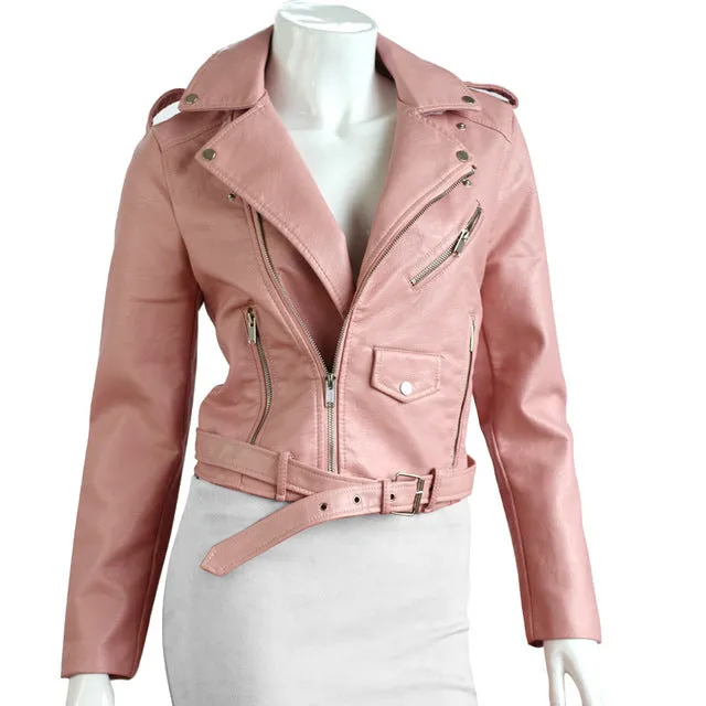 QIUXUAN Women PU Leather Jacket Short Streetwear Coat 2017 Fashion Spring Autumn Women Overcoat Locomotive Jackets Female Tops