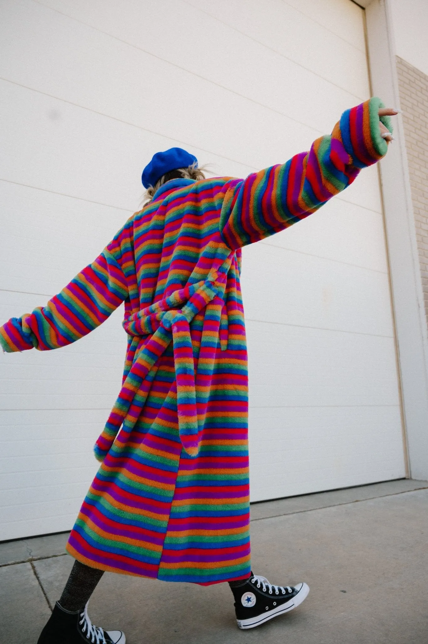 Rainbow Runaway Faux Fur Longline Coat