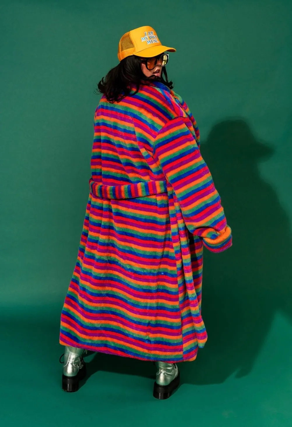 Rainbow Runaway Faux Fur Longline Coat