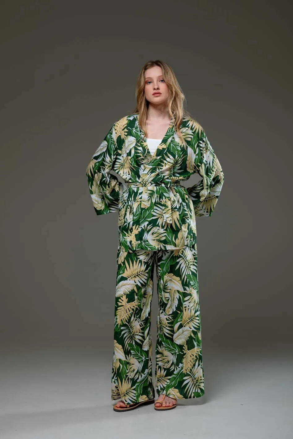 Resortwear Kimono & Wide Legs Pants Set