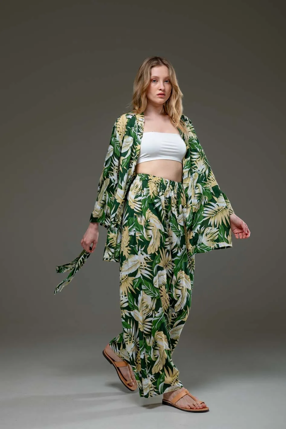 Resortwear Kimono & Wide Legs Pants Set