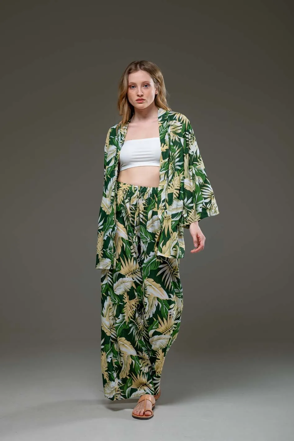Resortwear Kimono & Wide Legs Pants Set