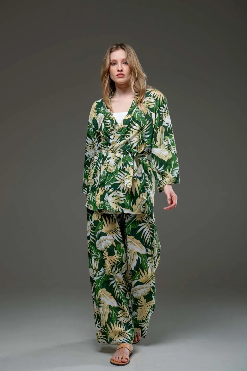 Resortwear Kimono & Wide Legs Pants Set