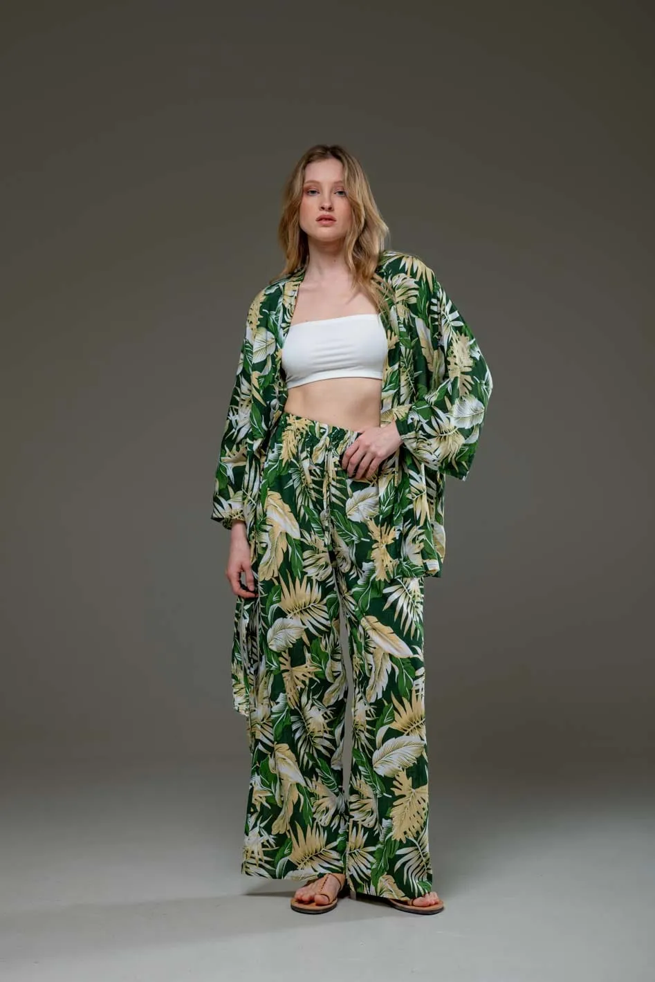 Resortwear Kimono & Wide Legs Pants Set