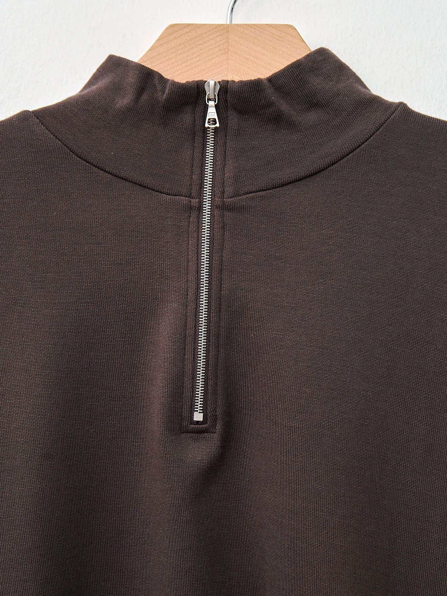 Super High Gauge Sweat Half Zip P/O - Dark Brown