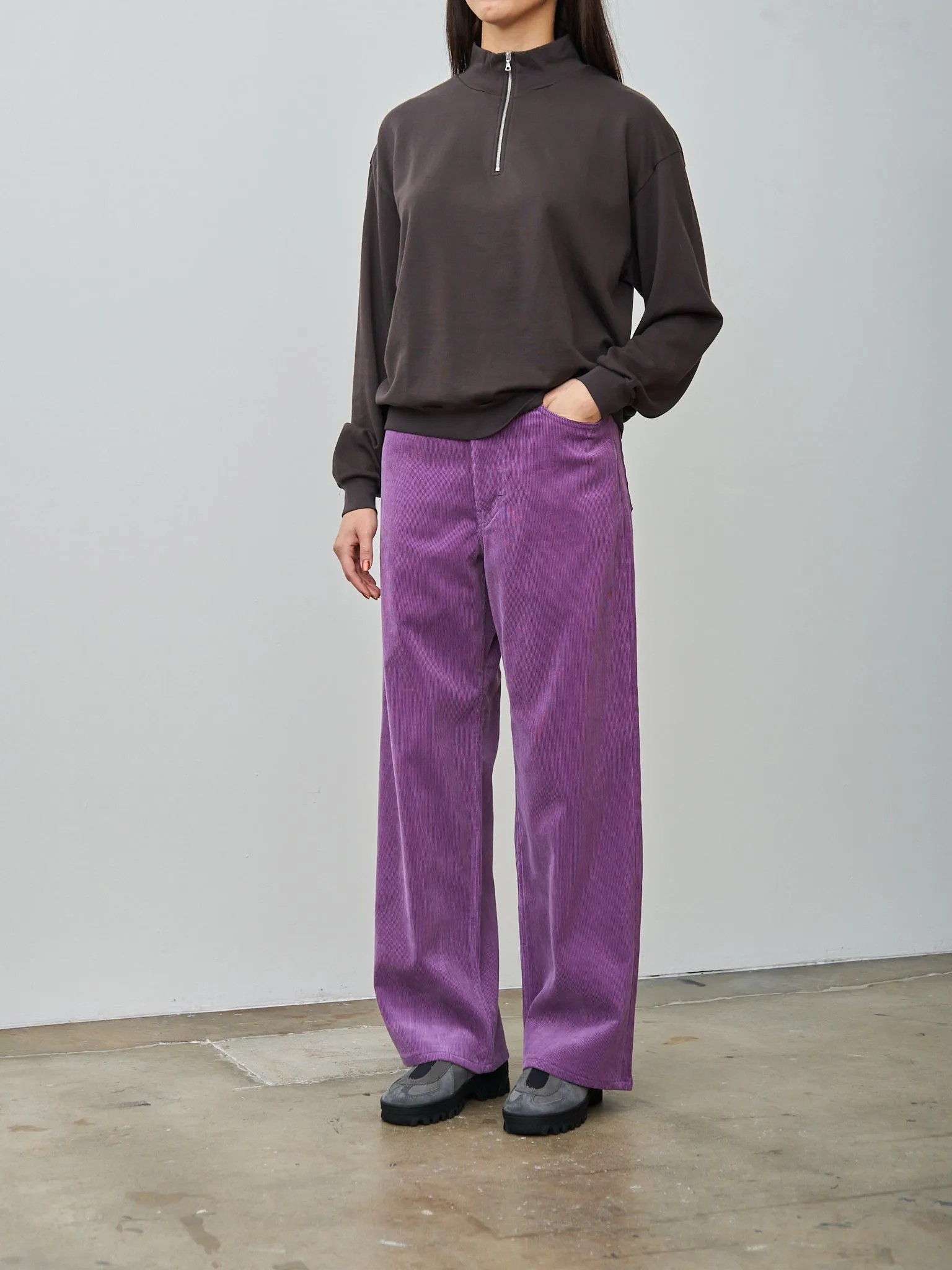 Super High Gauge Sweat Half Zip P/O - Dark Brown
