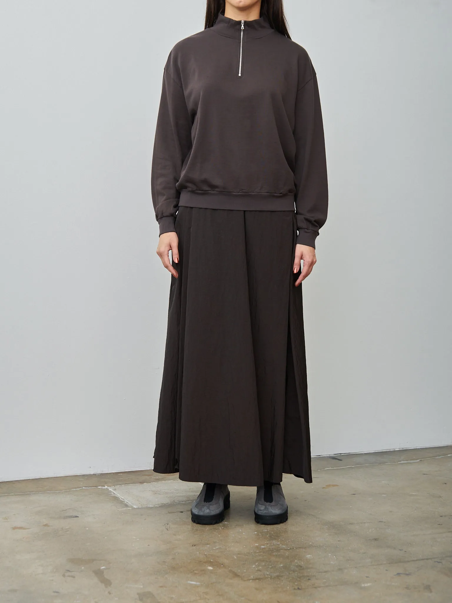 Super High Gauge Sweat Half Zip P/O - Dark Brown