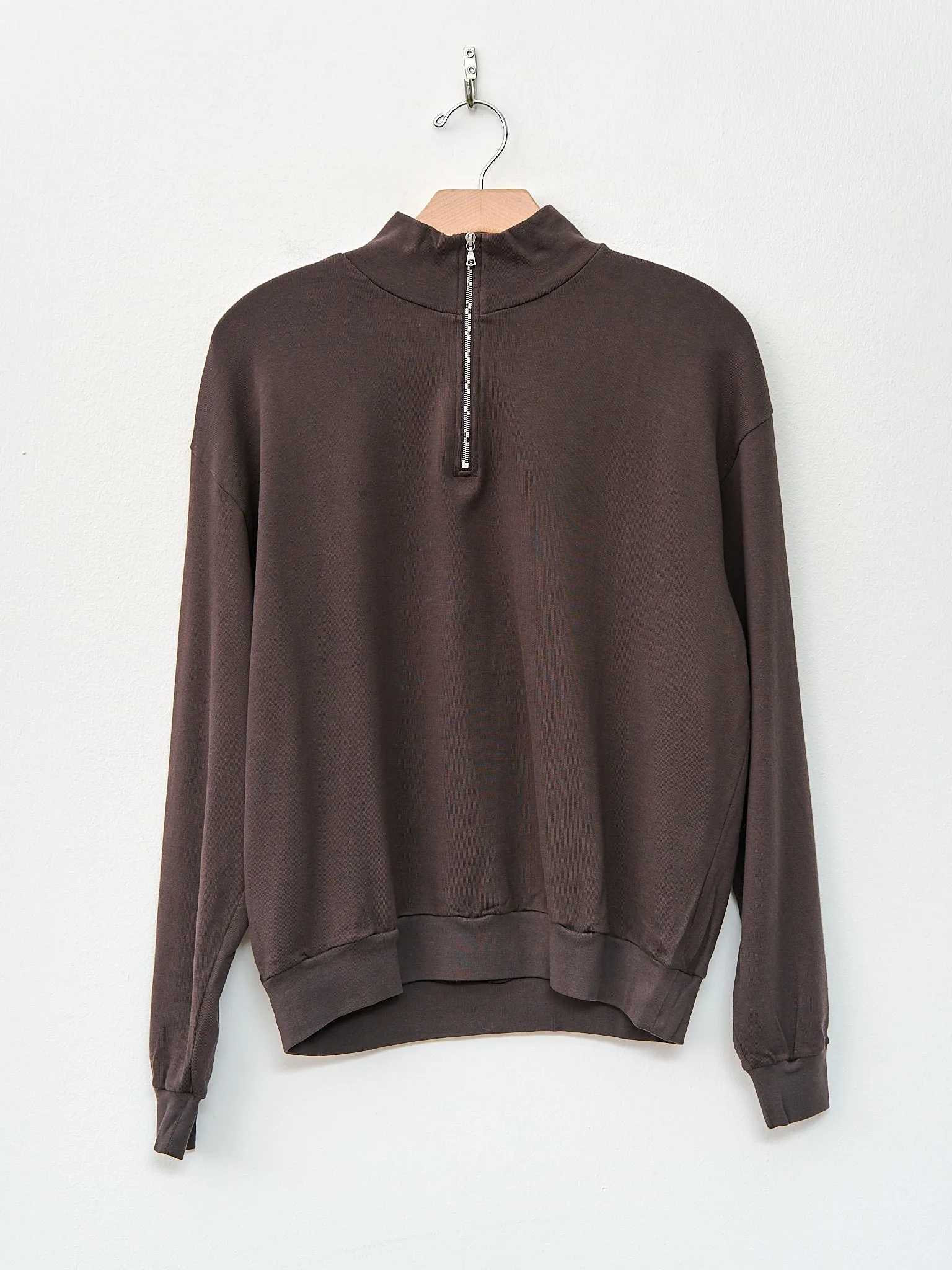 Super High Gauge Sweat Half Zip P/O - Dark Brown