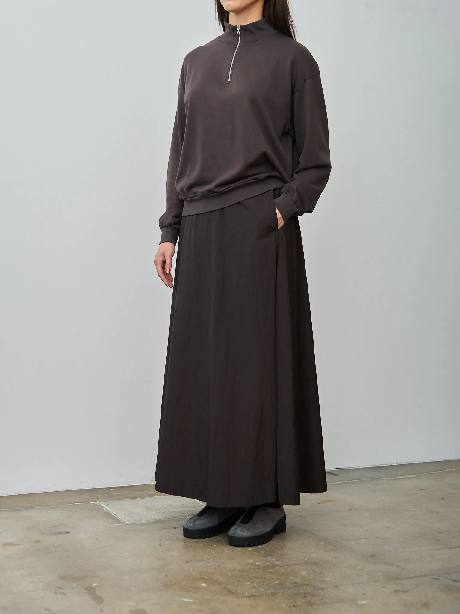 Super High Gauge Sweat Half Zip P/O - Dark Brown