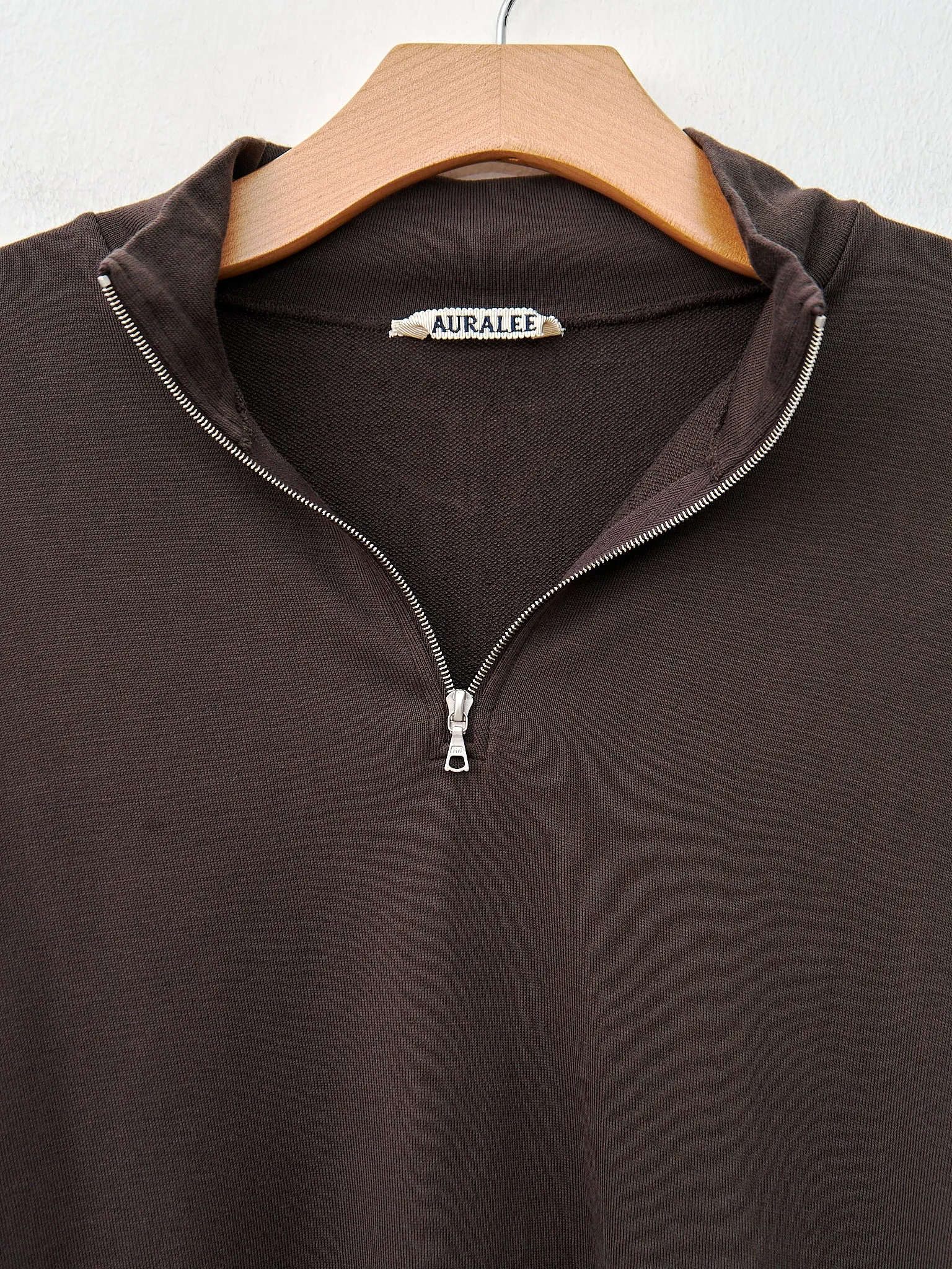 Super High Gauge Sweat Half Zip P/O - Dark Brown