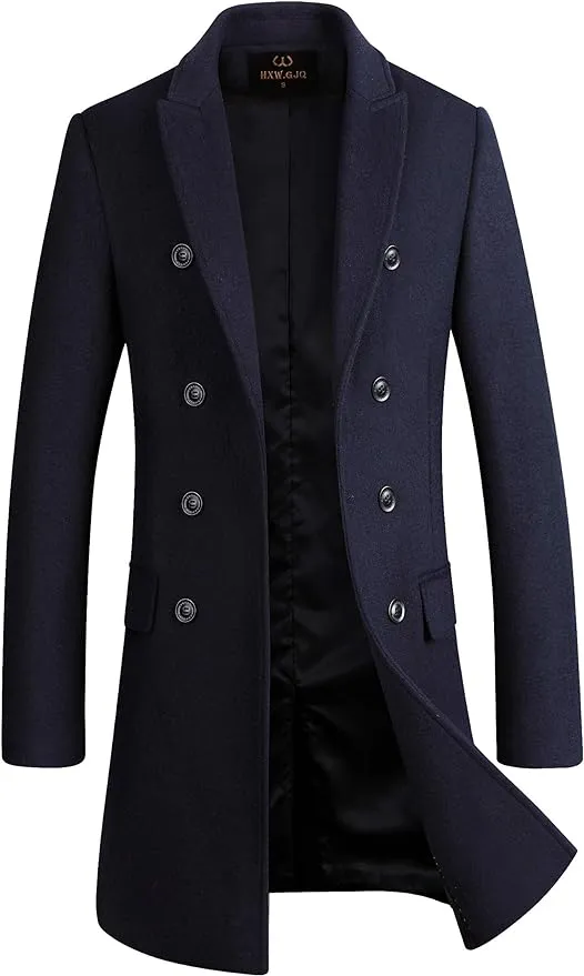 The New Yorker Camel Wool 4 Button Long Sleeve Double Breasted Trench Coat