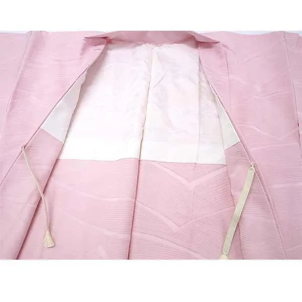 Vintage Haori Kimono Jacket Silk, Pink base, Wave Pattern