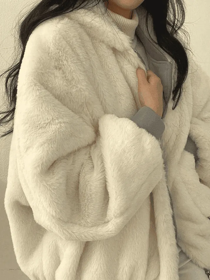 Wenkouban-Spring Casual Outfits Y2K Outfits Reversible Oversize Fleece Hooded Jacket